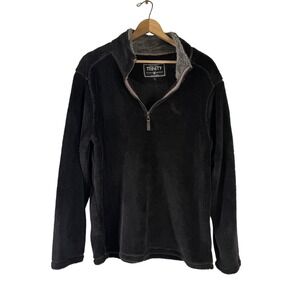 Trinity Men's Plush‎ 1/4 Zip Jacket Black With Charcoal Size Large Pullover Soft